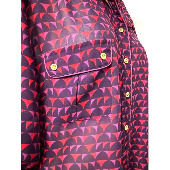 A.N.A. A New Approach Black Red Purple Geometric Print Roll Tab Sleeves Size XL - Picture 6 of 13